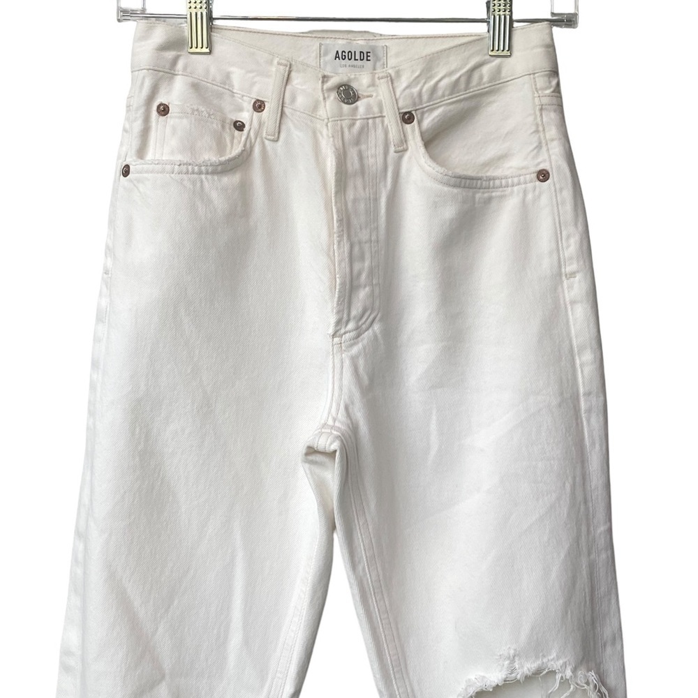 Agolde Riley Jean High Rise Distressed White Size 24 - Picture 5 of 13
